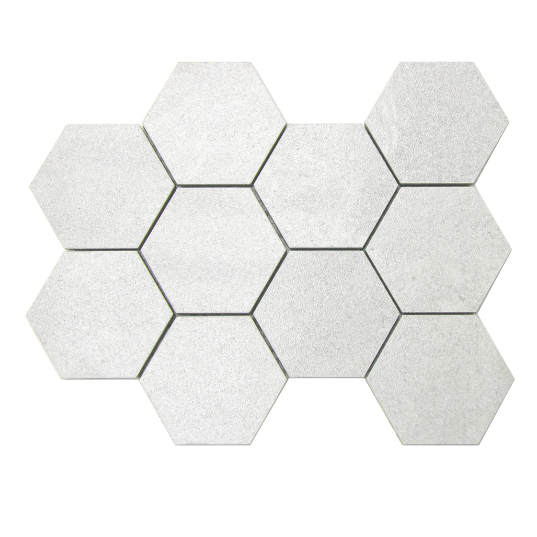 4 x 4 Galaxy White Lappato Finished Hexagon Porcelain Mosaic