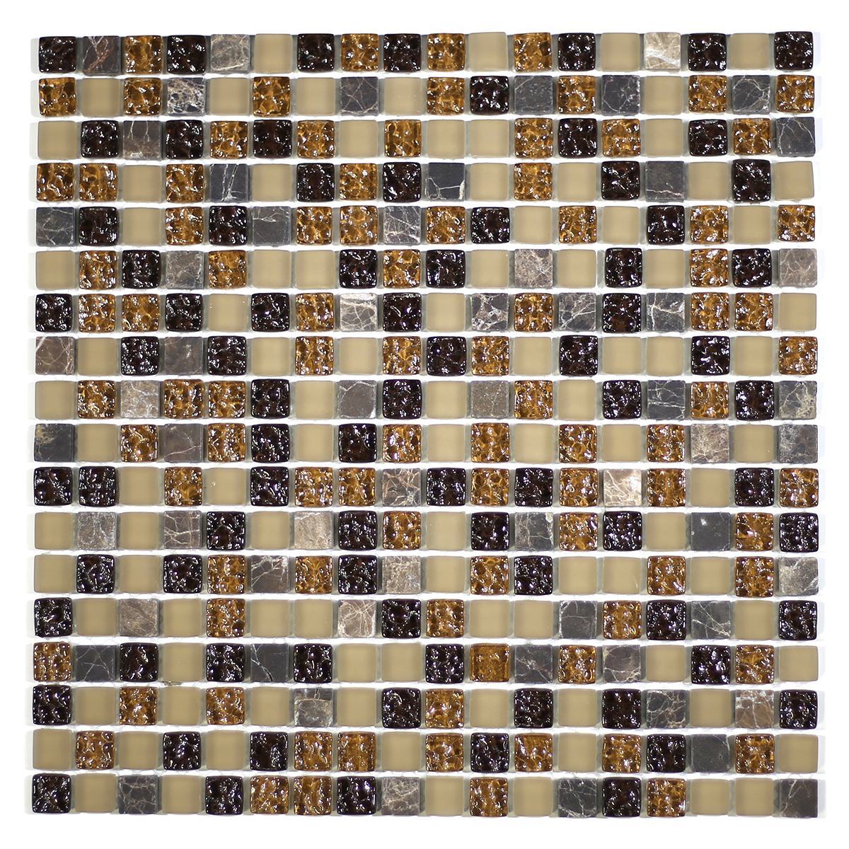 MA02-S  5/8" SQUARE GLASS AND MARBLE MOSAIC BLEND