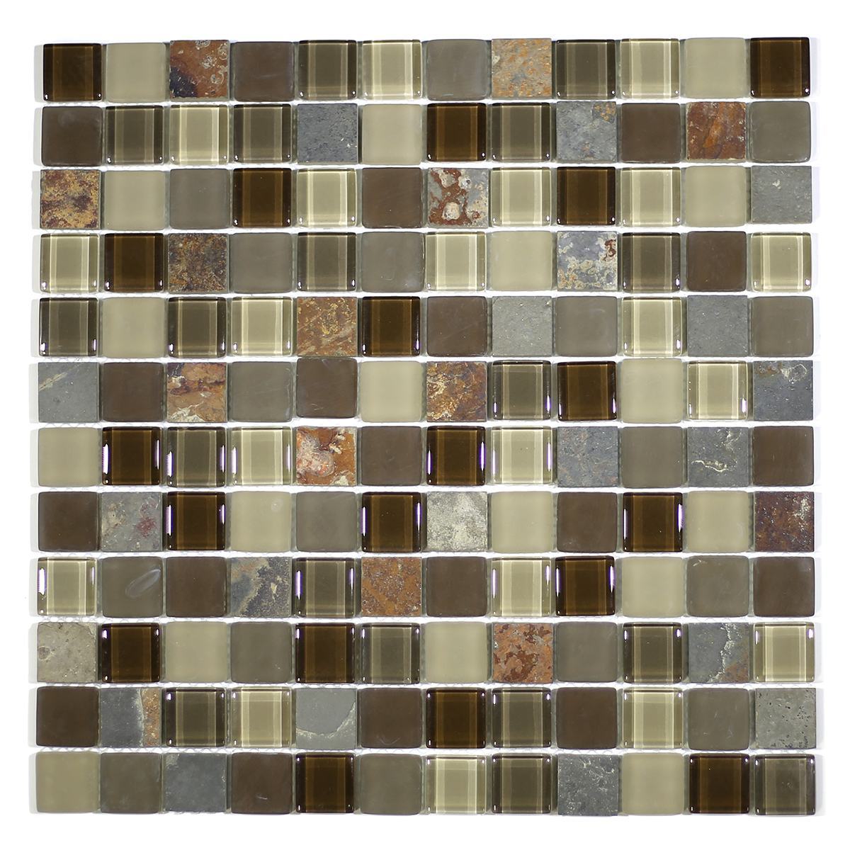 MA20-LS  1" SQUARE GLASS AND STONE MOSAIC BLEND
