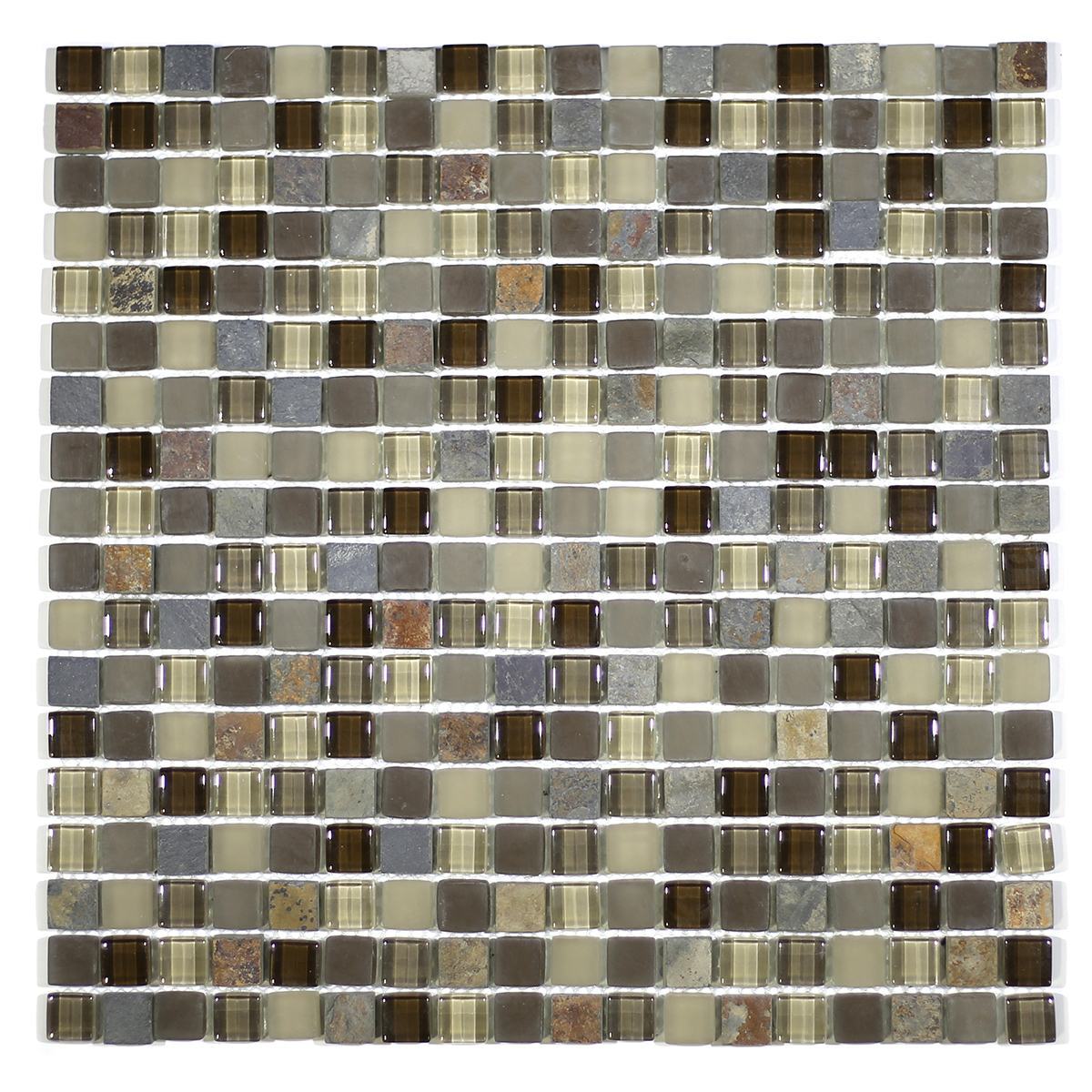 MA20-S  5/8" SQUARE GLASS AND STONE MOSAIC BLEND