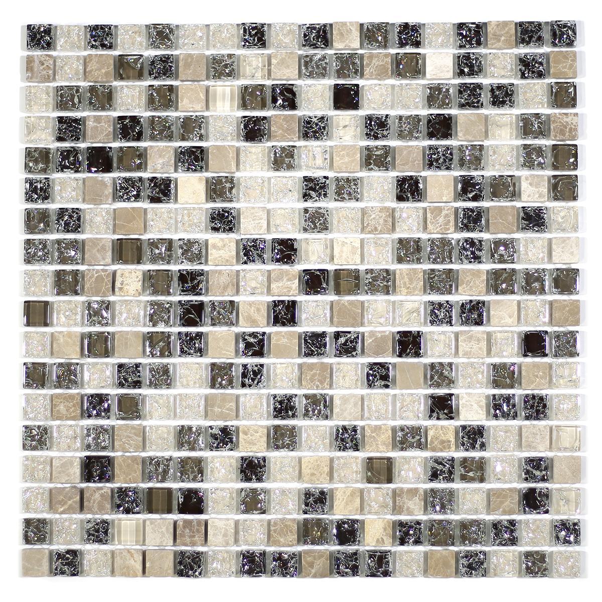 MA31-S  5/8" SQUARE GLASS AND STONE CRACKLE MOSAIC
