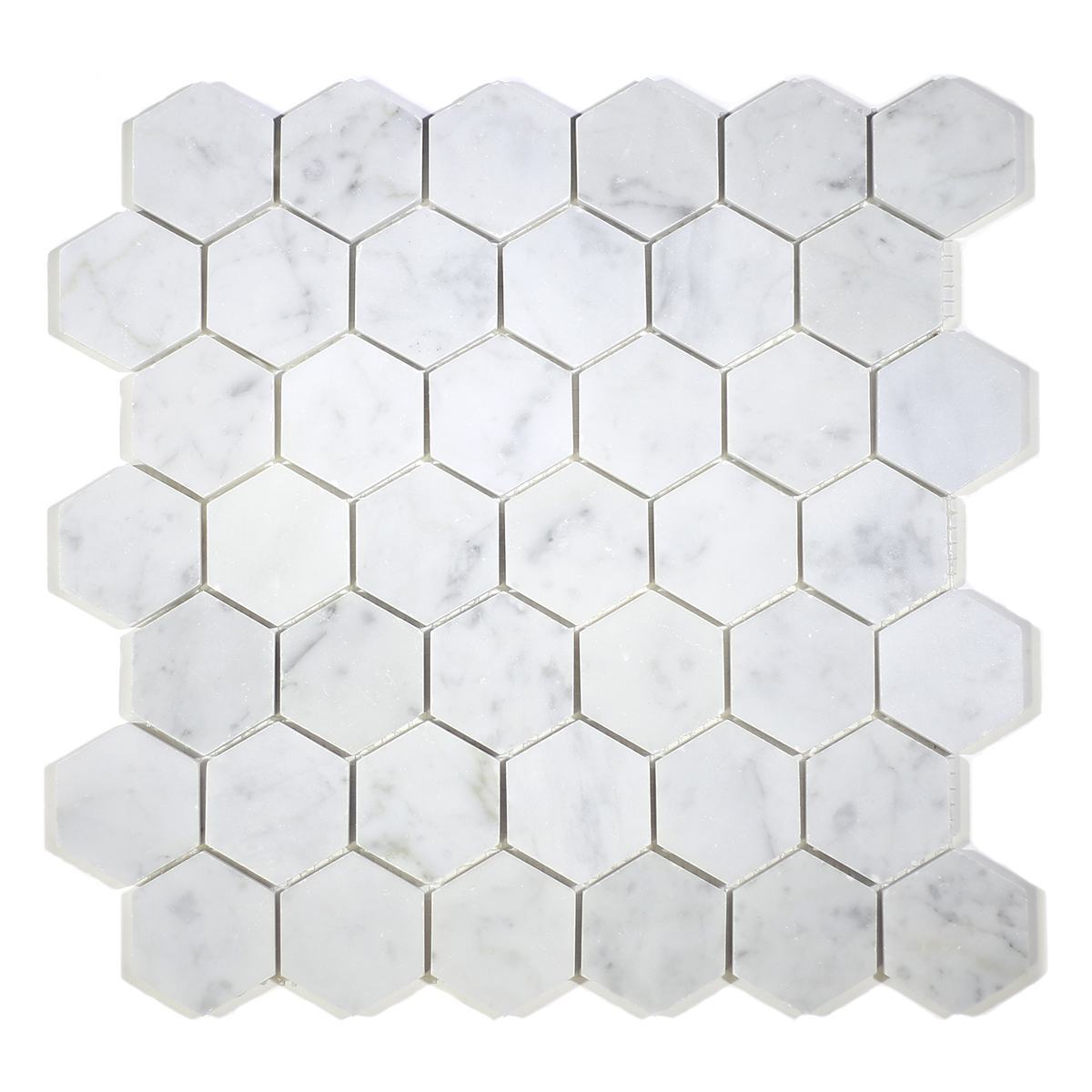 MA233-HX2   2" White Carrara HONED Hexagon