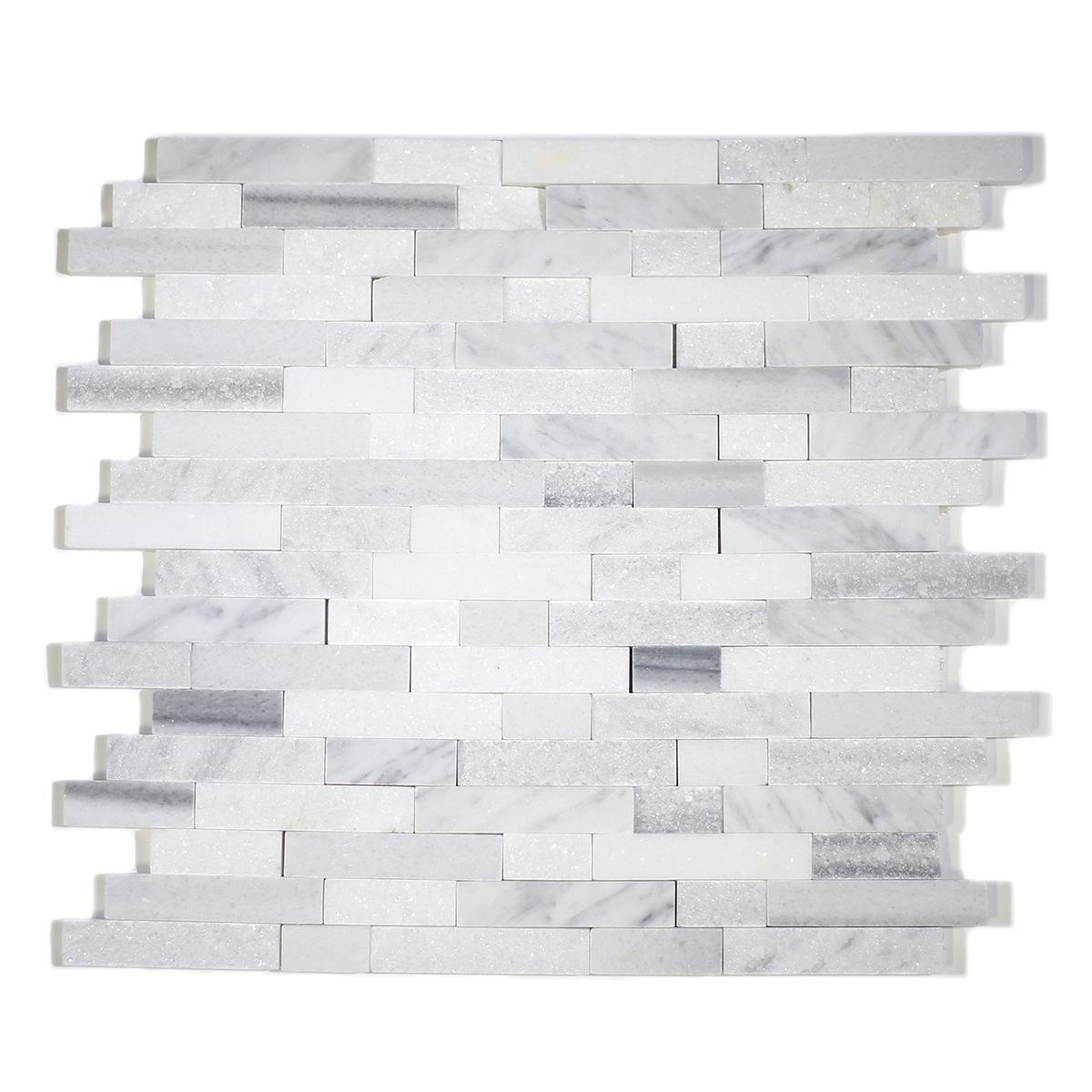 MA252-SP  5/8 Carrara, marwa, thasos Strips split face without space polished & matt mixed