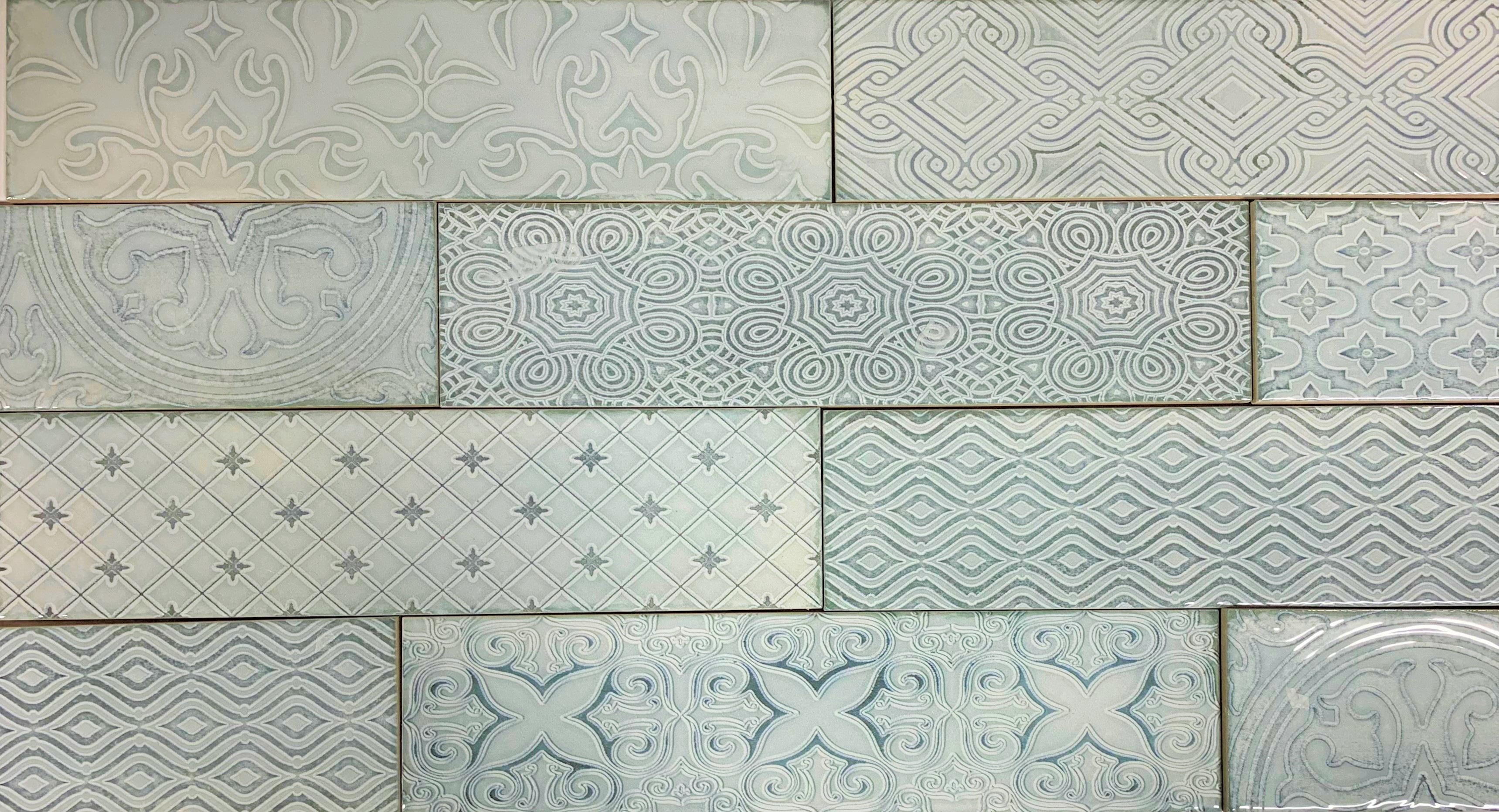 3 X 12 Atlas Sea Decorative Subway Ceramic Tile (8 mixed patterns)